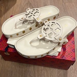 Tory Burch Miller Cloud Coin Sandals. Color New Cream. Size 7.5 Brand new w/ box